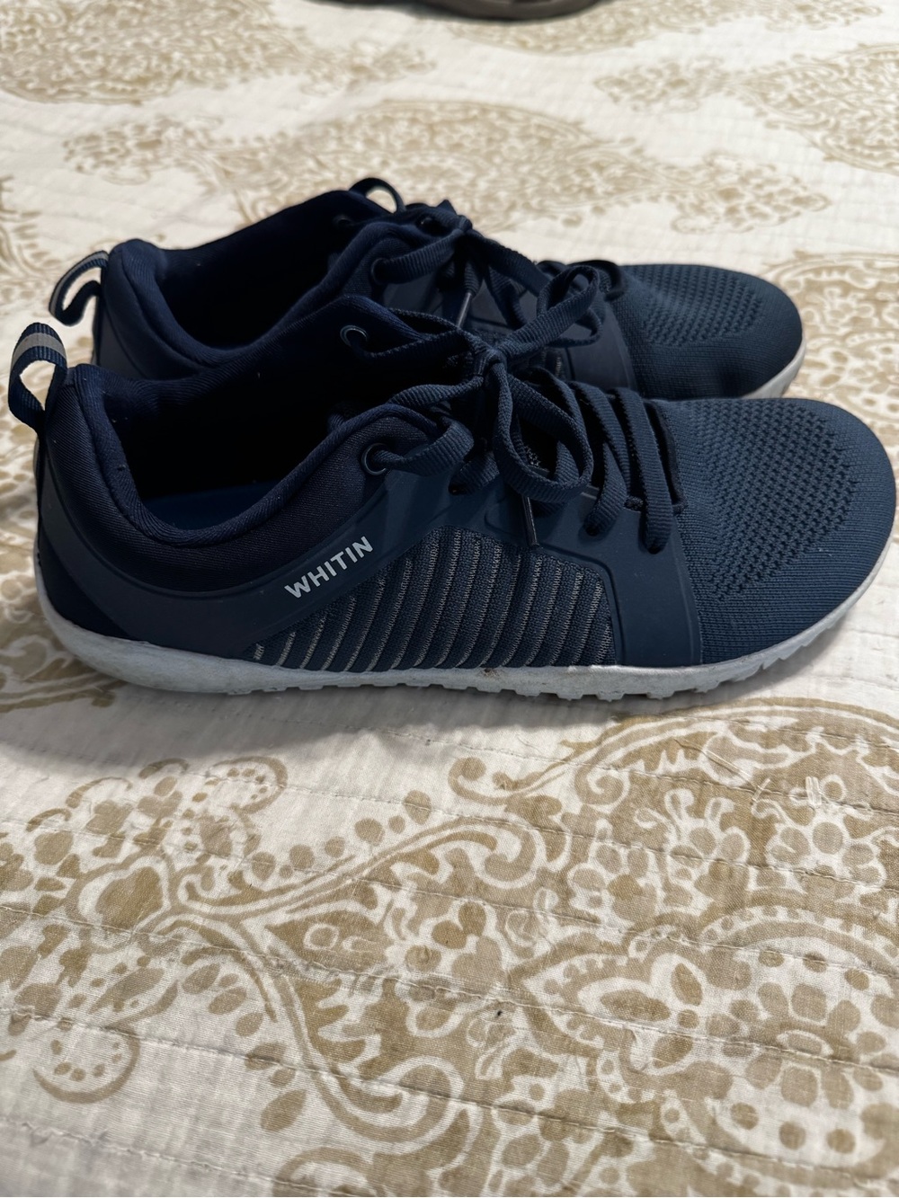 WHITIN Navy Knit Athletic Sneakers with Blue Insole